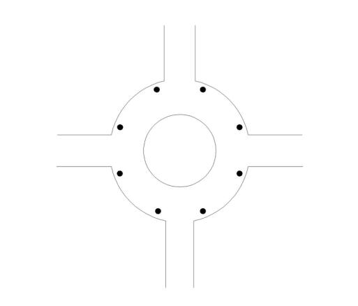 環形交叉路口香蕉在线视频观看路燈燈具設置示意圖