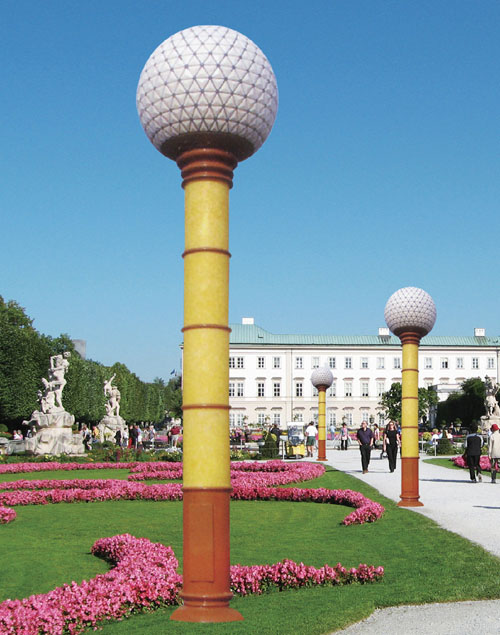 黃色圓柱形仿雲石91香蕉视频污版柱圖片2