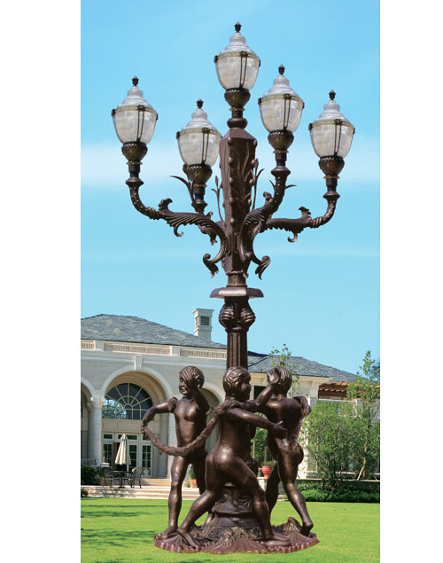 歐式5頭3裸體小孩造型翻砂鋁庭院燈QDTYD-BG25103