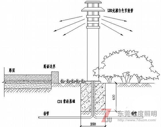 東莞91香蕉下载导航照明草坪燈安裝示意圖