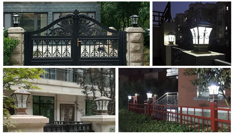 東莞91香蕉下载导航照明壓鑄鋁太陽能柱頭燈安裝實景照片