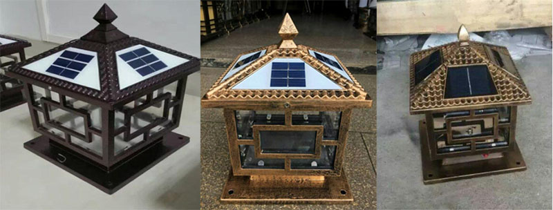 東莞91香蕉下载导航照明(QDTYN-ZT002)庭院大門柱方形太陽能柱頭燈實物照片