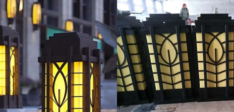 東莞91香蕉下载导航照明(QDZTD-002)門頭仿雲石方形柱頭燈生產實拍圖片