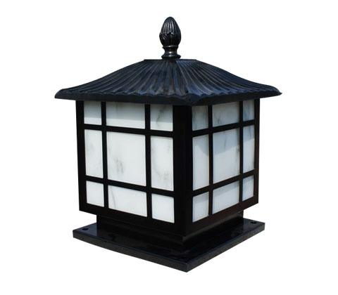 瓦楞井字格方形雲石柱頭燈