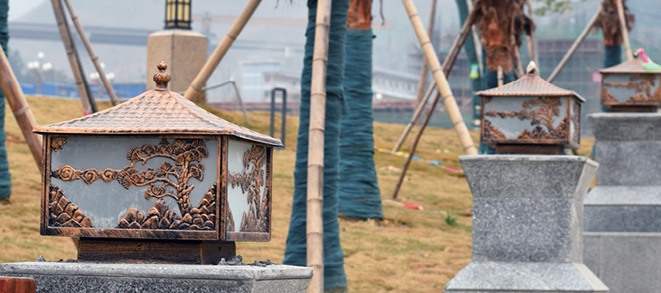 東莞91香蕉下载导航照明-壓鑄鋁柱頭燈安裝效果圖片