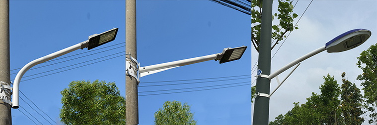 91香蕉下载导航照明燈杆抱箍式A字路燈支臂\自彎路燈支臂\大刀路燈支臂安裝效果圖片