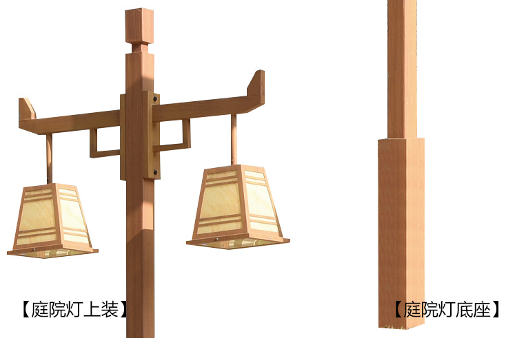 91香蕉下载导航照明(QDTYD-FG004)特色仿古雙頭木紋漆庭院燈細節展示圖片
