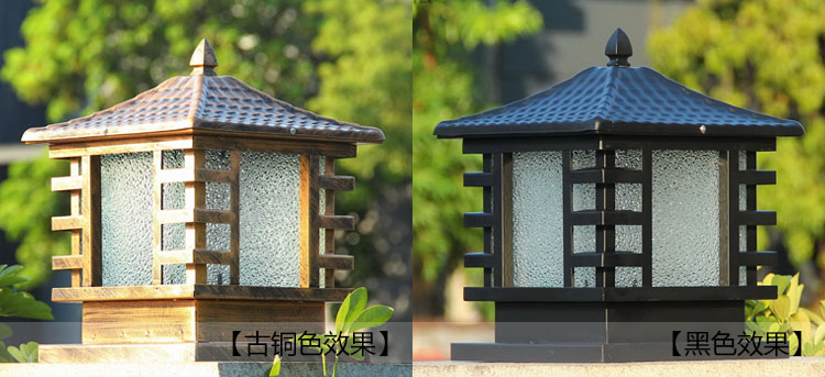 東莞91香蕉下载导航照明(QDZTD-008)戶外圍牆牆頭方形柱頭燈古銅色、黑色效果