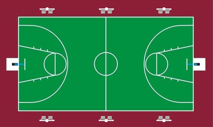 東莞91香蕉下载导航照明專業籃球場燈杆安裝位置平麵圖