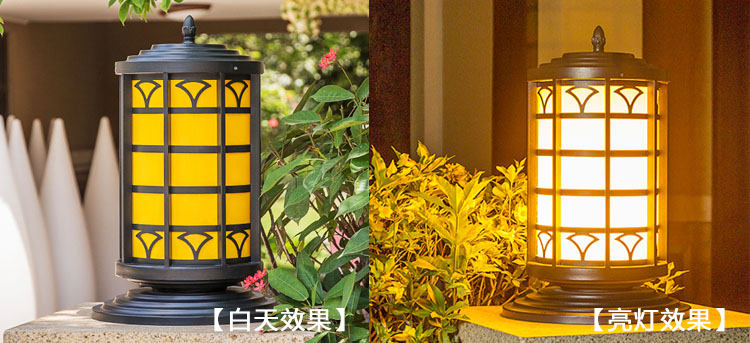 91香蕉下载导航照明(QDZTD-009)戶外圓柱仿雲石柱頭燈亮燈效果