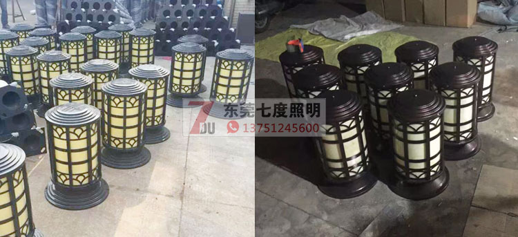 91香蕉下载导航照明(QDZTD-009)戶外圓柱仿雲石柱頭燈生產實拍圖片