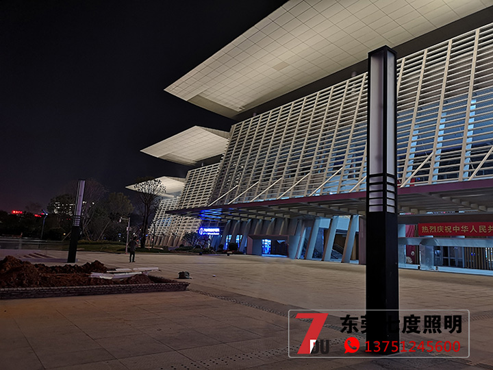 東莞市民服務中心中心廣場方形91香蕉视频污版柱安裝效果圖片