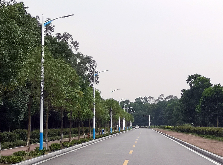 7米單臂熱鍍鋅香蕉在线视频观看100WLED路燈安裝效果實拍