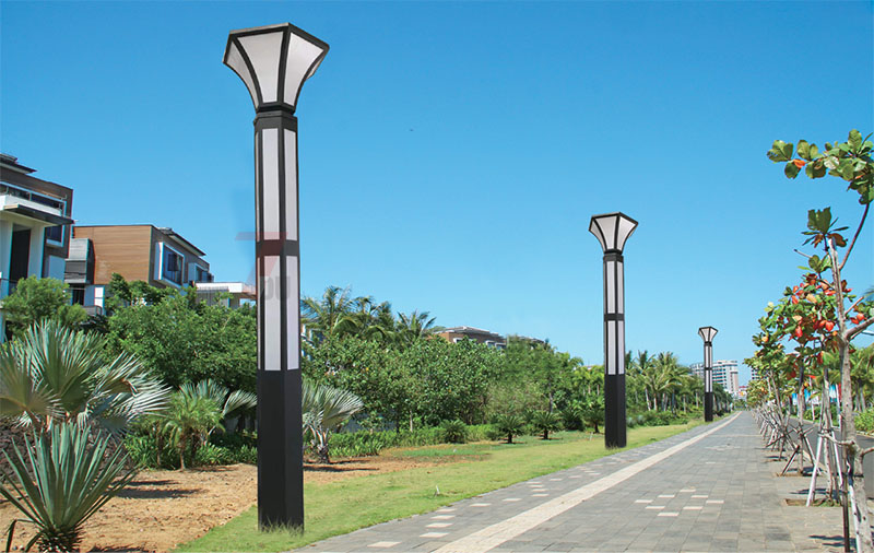 (QDJGDZ-023)六邊發光園林立柱91香蕉视频污版人行道安裝效果實景