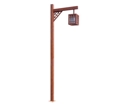 3-5米仿古木紋漆單頭庭院燈