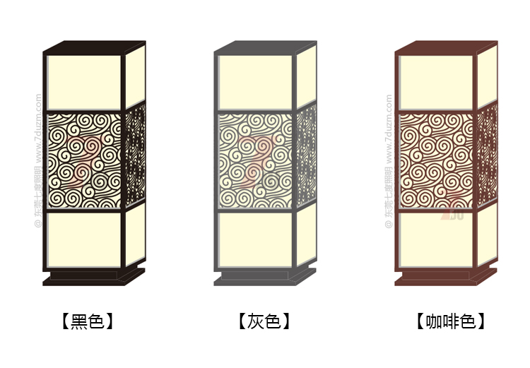 91香蕉下载导航照明2020新款新中式祥雲立柱柱頭燈黑色灰色咖啡色不同顏色效果圖