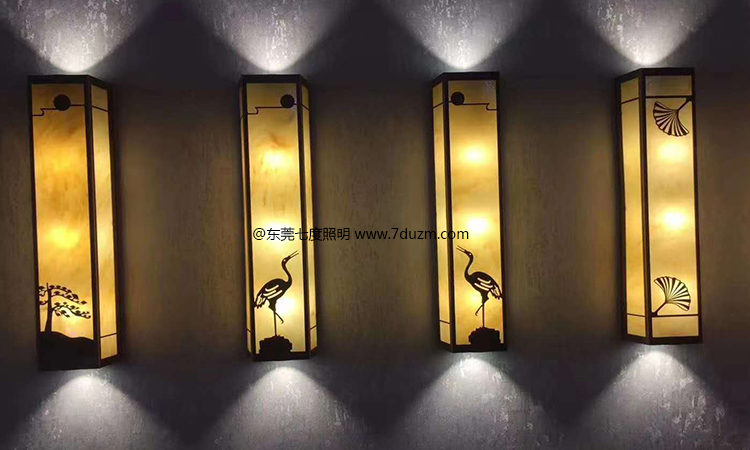 東莞91香蕉下载导航照明簡約新中式室外景觀牆壁燈展示亮燈效果圖片