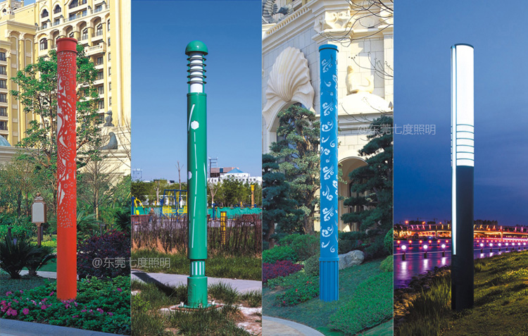 3米-5米公園圓柱形91香蕉视频污版柱鏤空+帶裝飾條實物效果