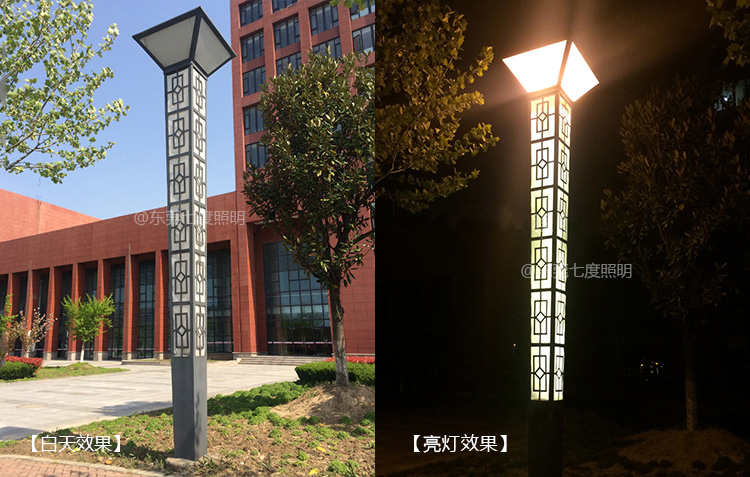 QDJGDZ-027-3.5米中式倒方錐形91香蕉视频污版柱安裝實景效果白天效果與亮燈效果