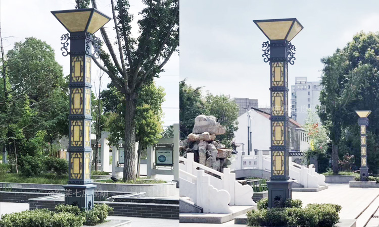政府戶外廣場中式方柱91香蕉视频污版安裝實景效果