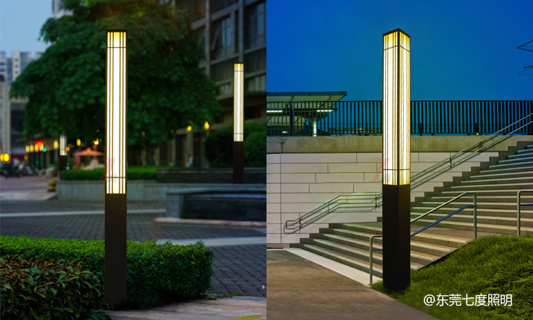 (QDJGDZ-021)現代簡約方形園林91香蕉视频污版柱園區內安裝實景效果