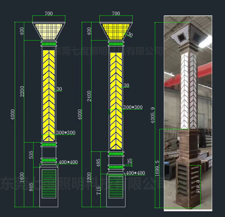 (QDJGDZ-033)廣場4米方形中式特色91香蕉视频污版柱定製生產圖紙